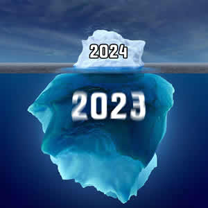 immagine di auguri con un iceberg e la scritta 2024