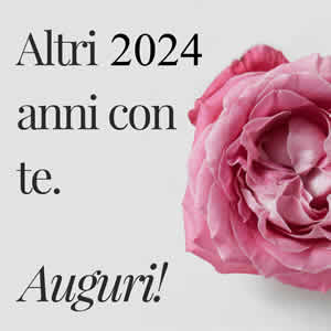 Una cartolina romantica con una rosa per gli auguri di buon 2024